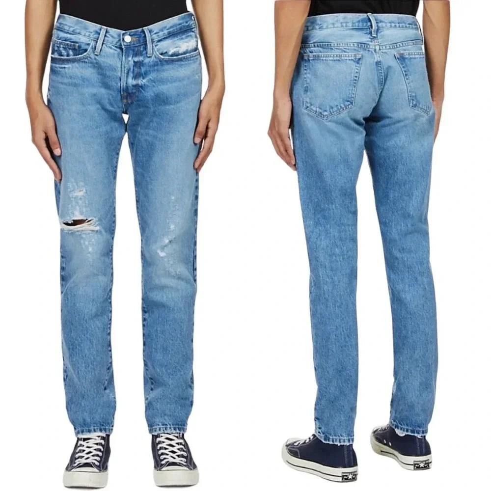NWT $296 FRAME Denim L’Homme Slim Ripped Jeans - Distressed Men's Pants